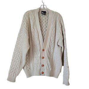 HOMESPUN Vintage Fisherman Sweater Pure New Wool Size XXL Cable Knit Grandpacore